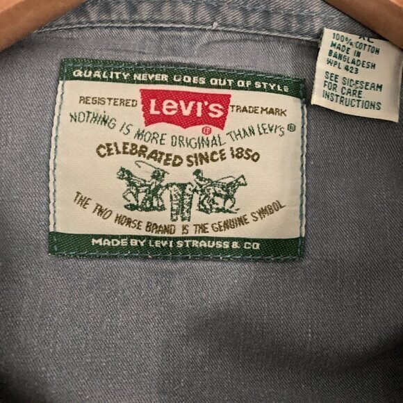Levis Two Horse Brand Shirt Mens XL‎ Long Sleeve Metal Button Up Western Work - Picture 3 of 13